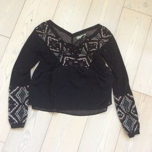 Abercrombie sweater, black pattern boho, sz S